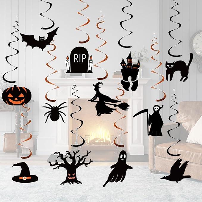 24 Pcs Halloween Hanging Swirl Decorations, Ghost Pumpkin Witch Ceiling Streamers For Home, Office, Classroom And Party Decor