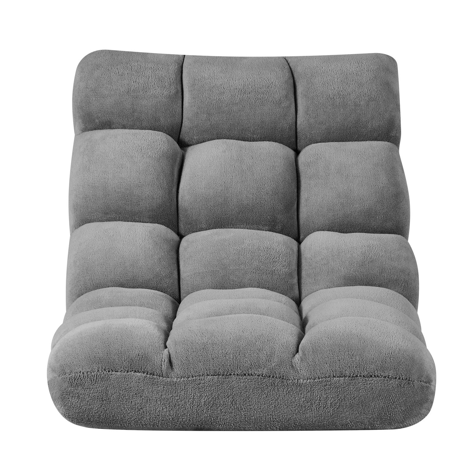 Fauteuil de Sol Pliable 14 Positions avec Support Dorsal Gris