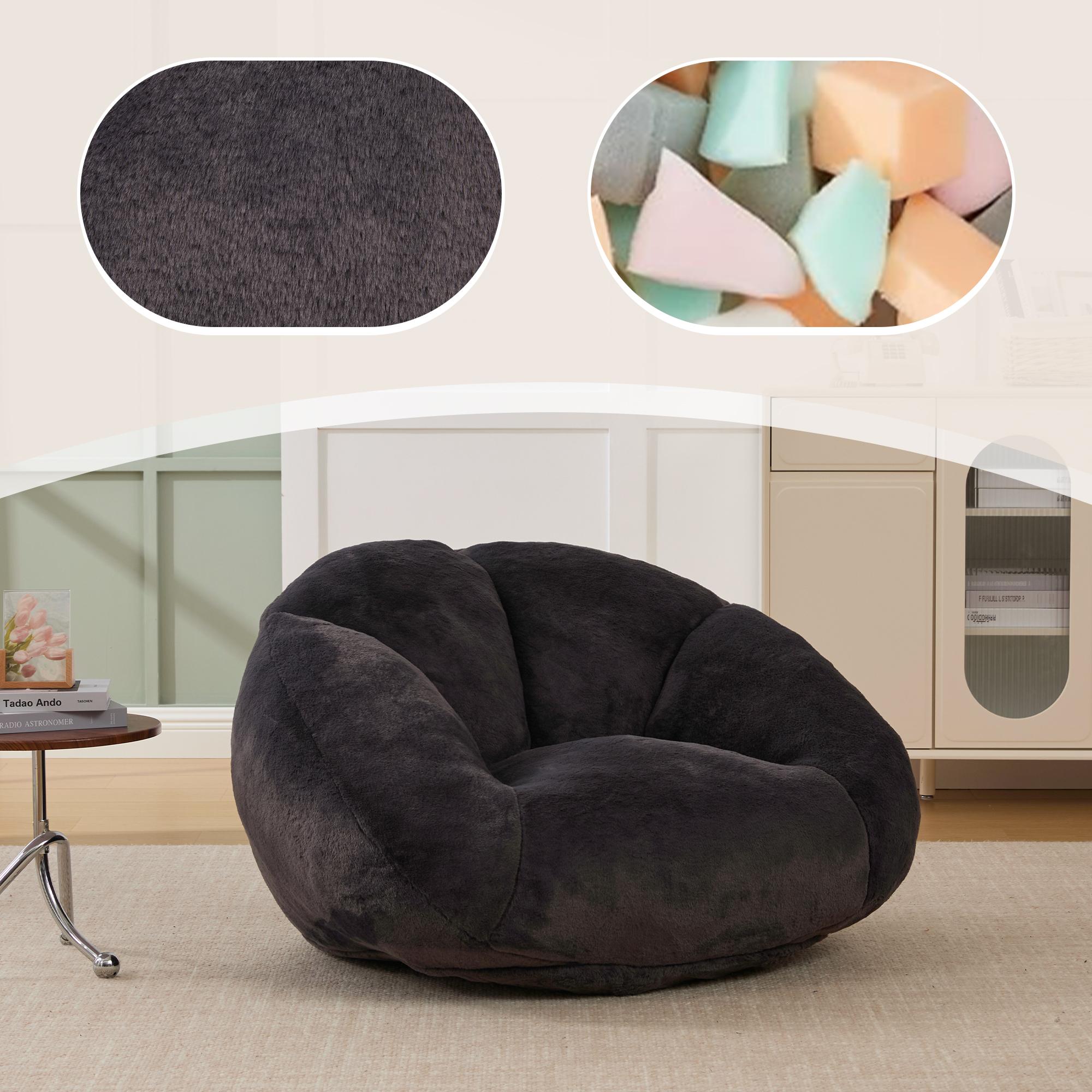 Fauteuil Pouf Géant en Forme de Coquillage et Fausse Fourrure - VAELTIA