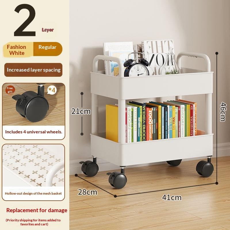 Desserte de Rangement Mobile à 2 Niveaux - Blanc