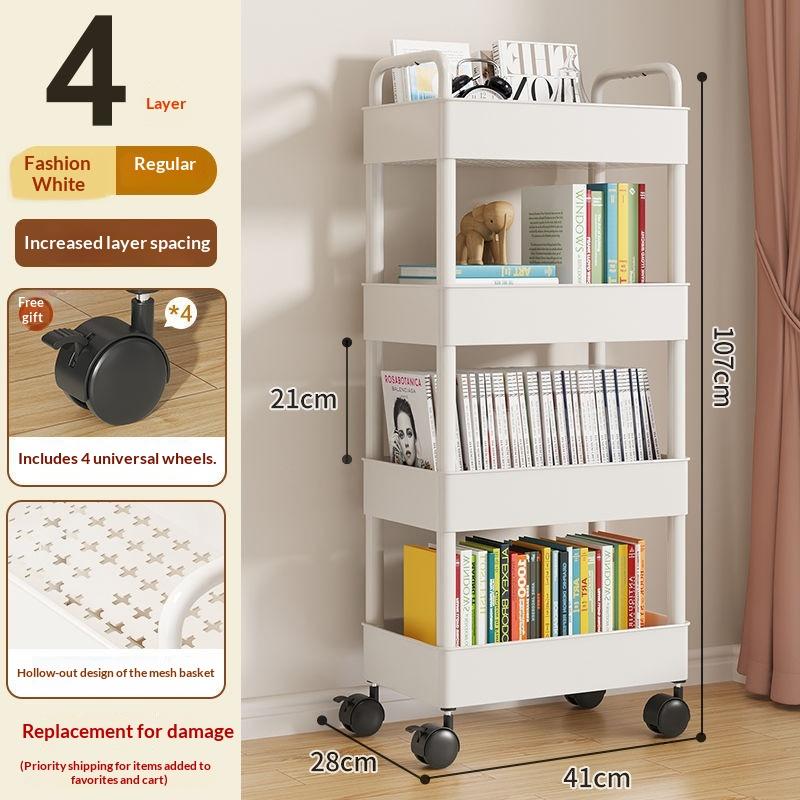 Desserte de Rangement Mobile à 4 Niveaux - Blanc