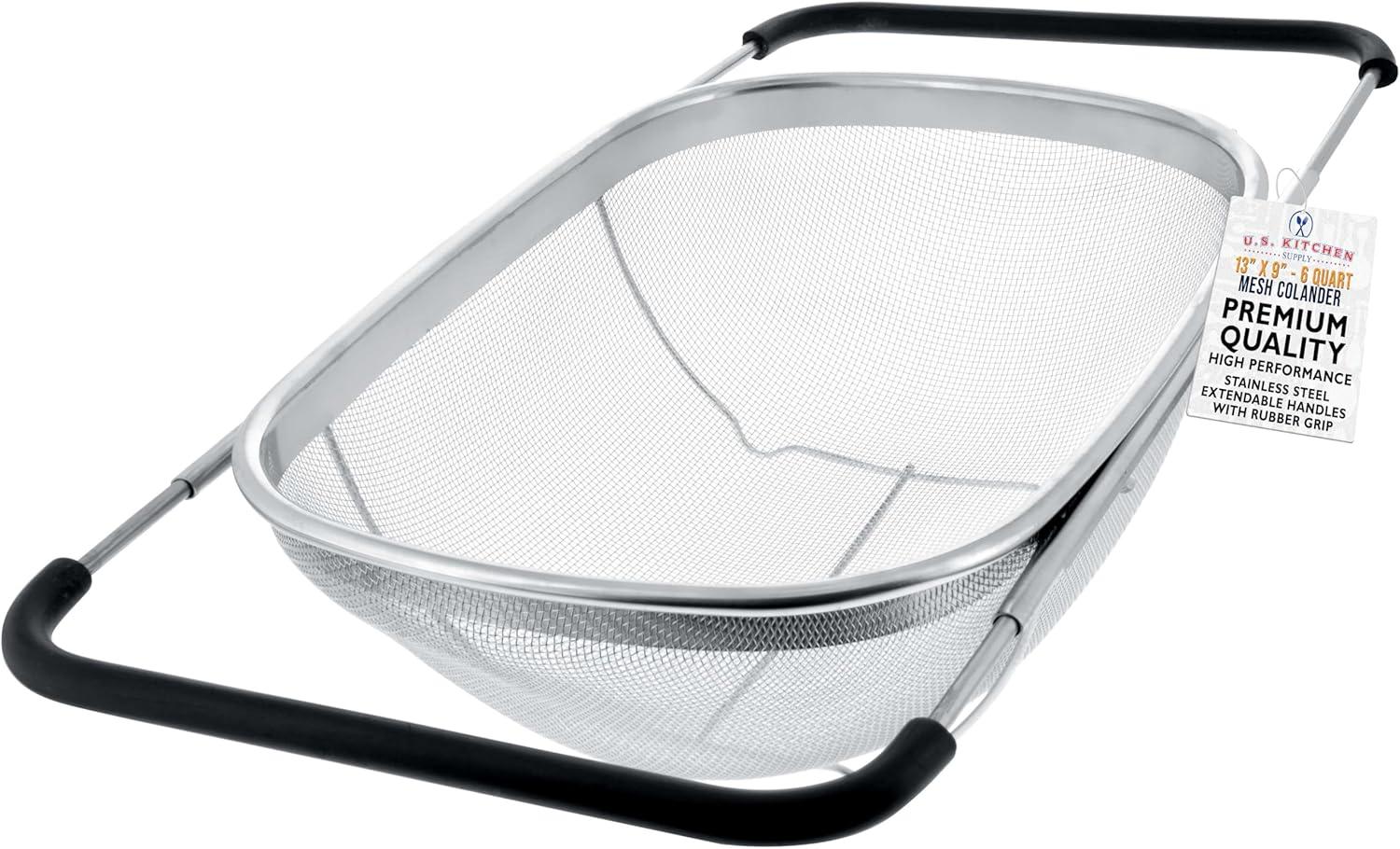 Passoire de cuisine rectangulaire pliable en acier inoxydable 6L