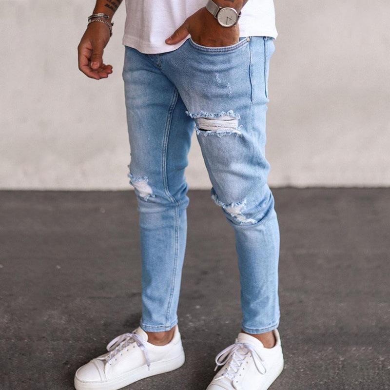Jean slim droit effet usé pour homme - Style tendance