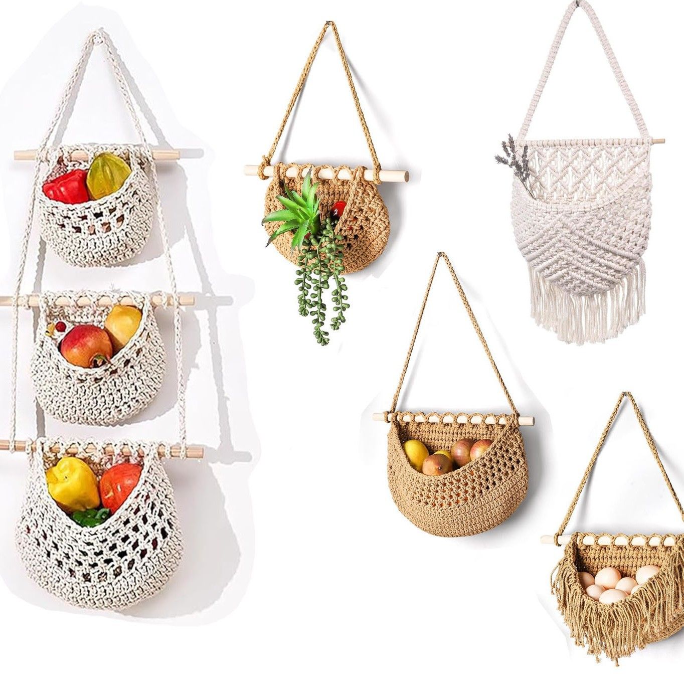 Panier de Rangement Suspendu à 3 Niveaux pour Cuisine
