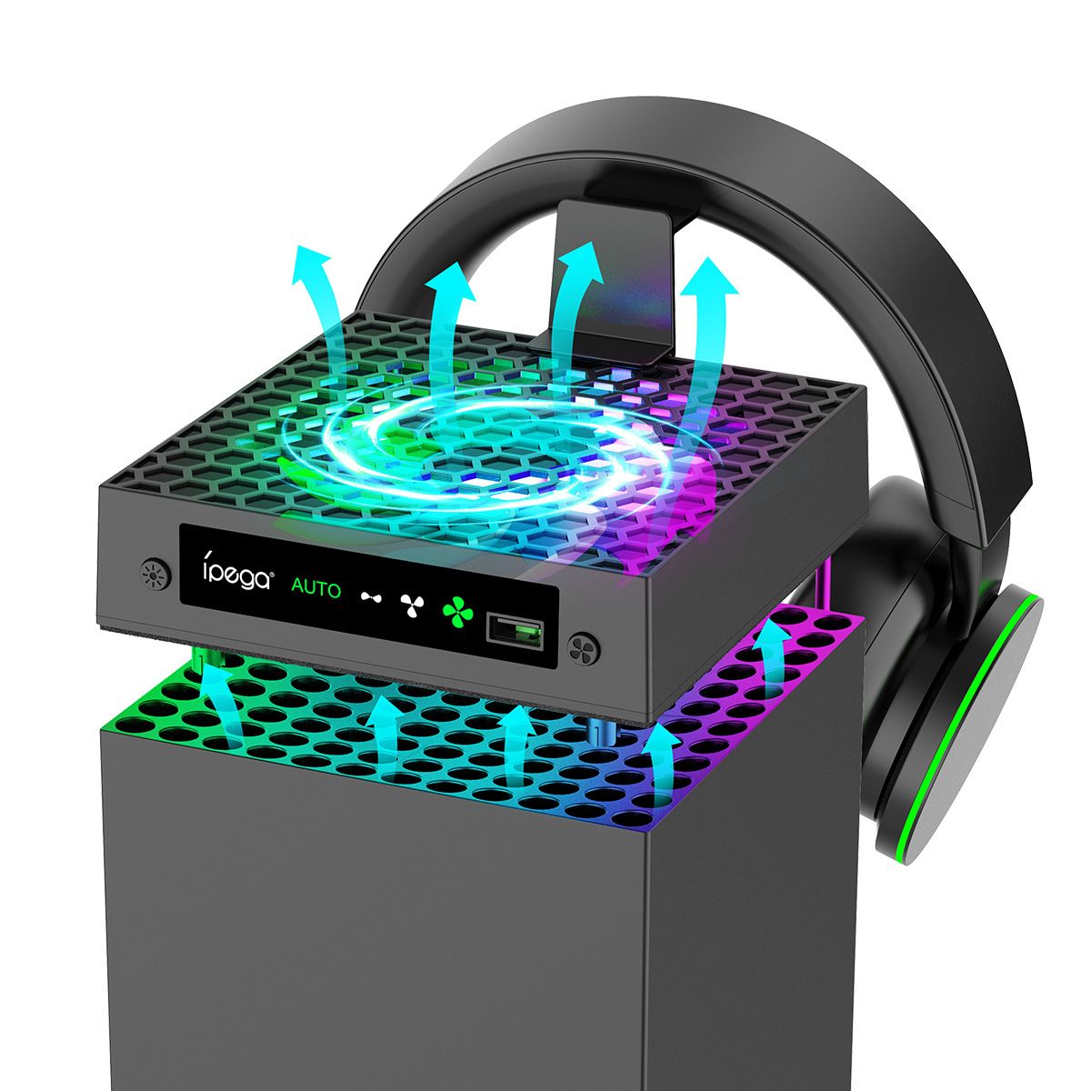 Support de Casque RGB avec Ventilateur de Refroidissement pour PC