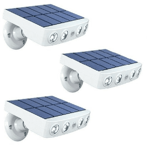 LED Solar Flood Light, 3-Pack Motion Sensor Security Outdoor Lamp, Wall-Street-Yard-Patio, White & Warm White Light
