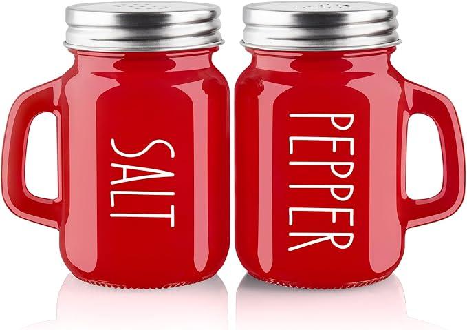 Set de Salières et Poivrières en Verre Rouge et Inox - VAELTIA