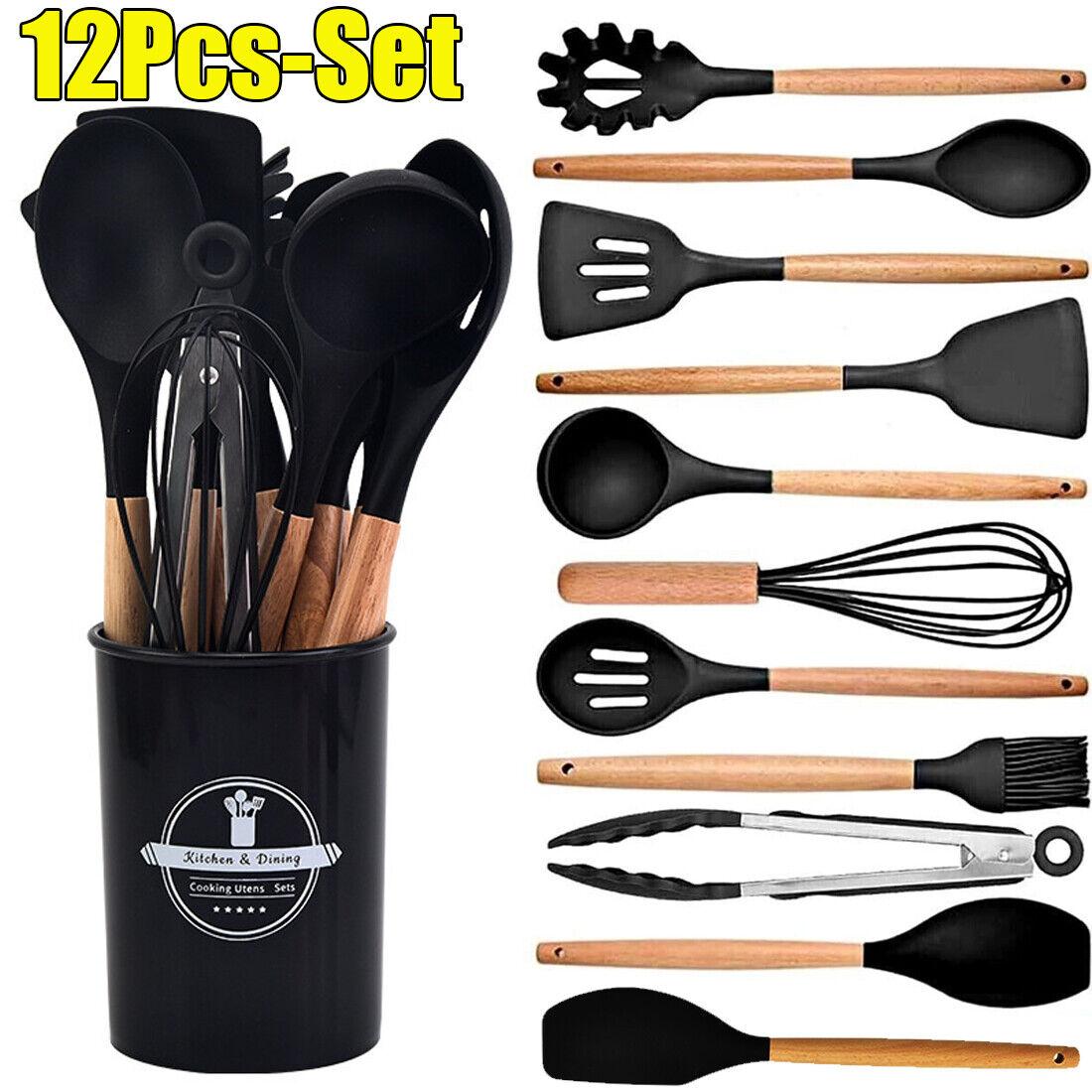 Set de 12 Ustensiles de Cuisine en Silicone Antiadhésif