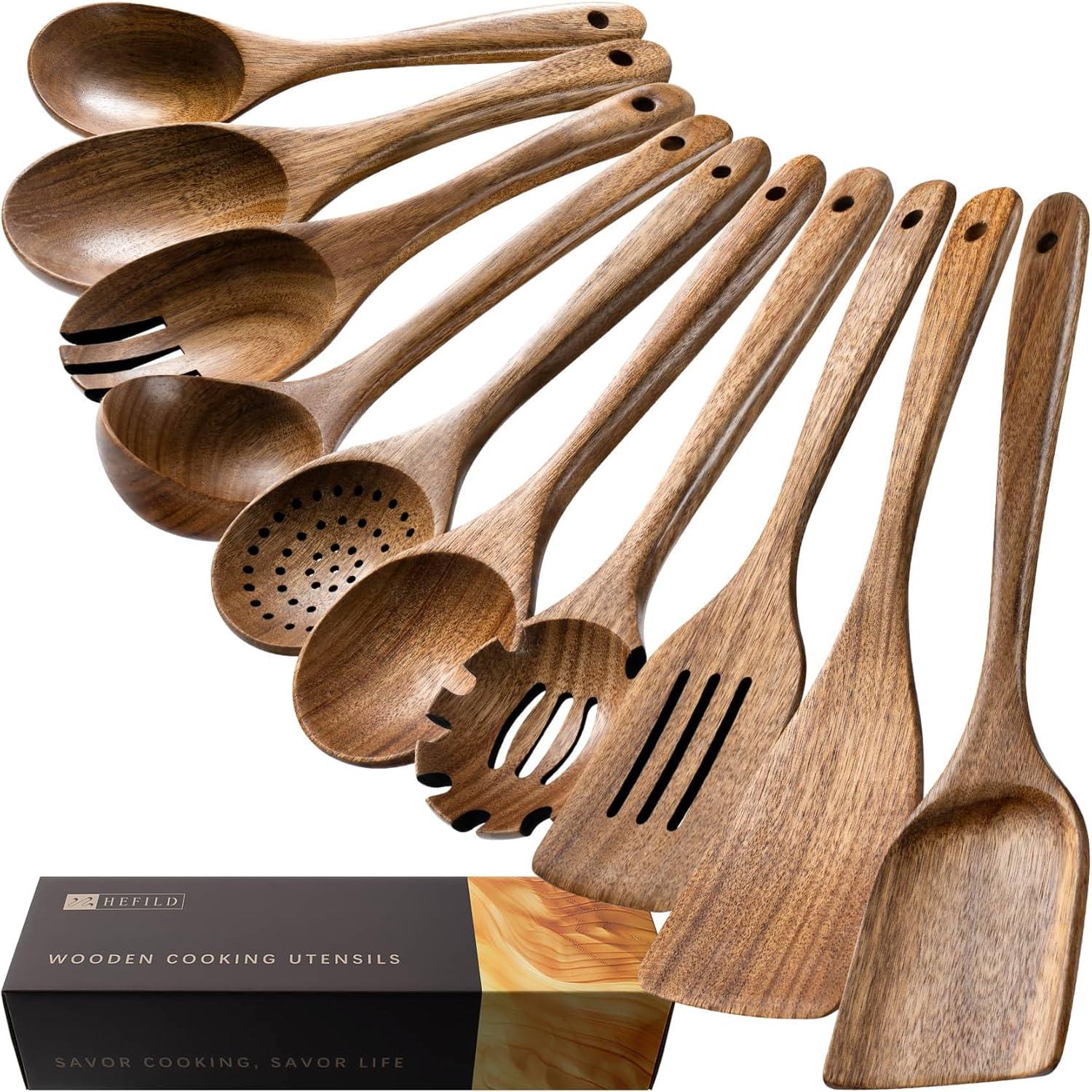 Pack Wooden Cooking Spoons Acacia Wood