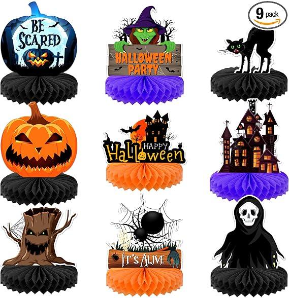 Lot de 9 Centres de Table d'Halloween - Décoration Élégante et Saisonnier