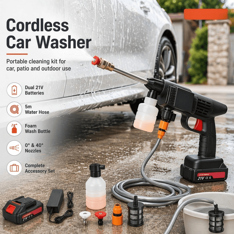Cordless High-Pressure Car Wash Spray Gun 2 Batteries