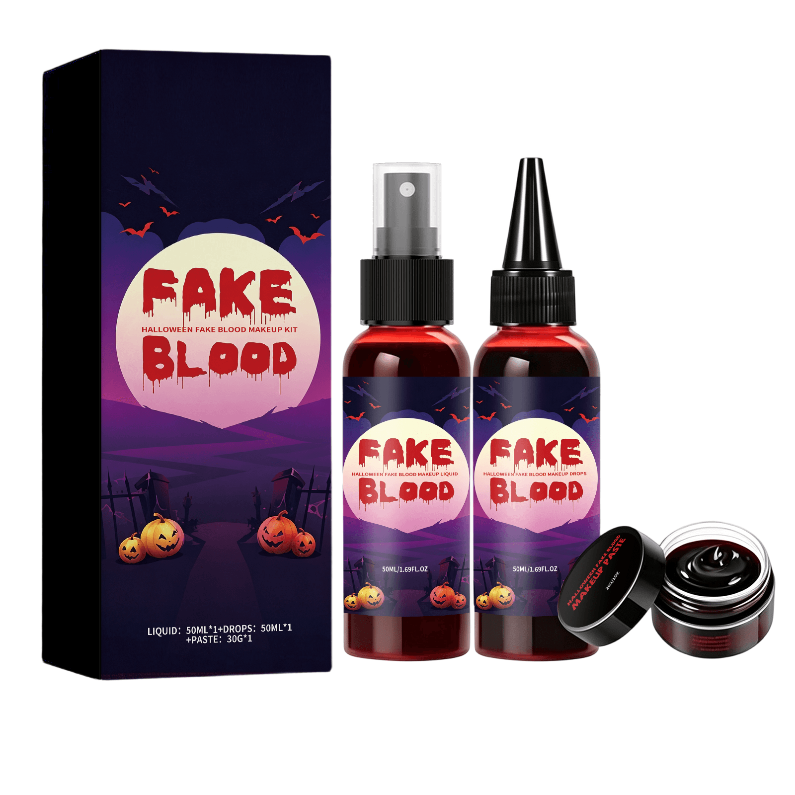 Kit de Faux Sang pour Maquillage d'Halloween et Effets Spéciaux