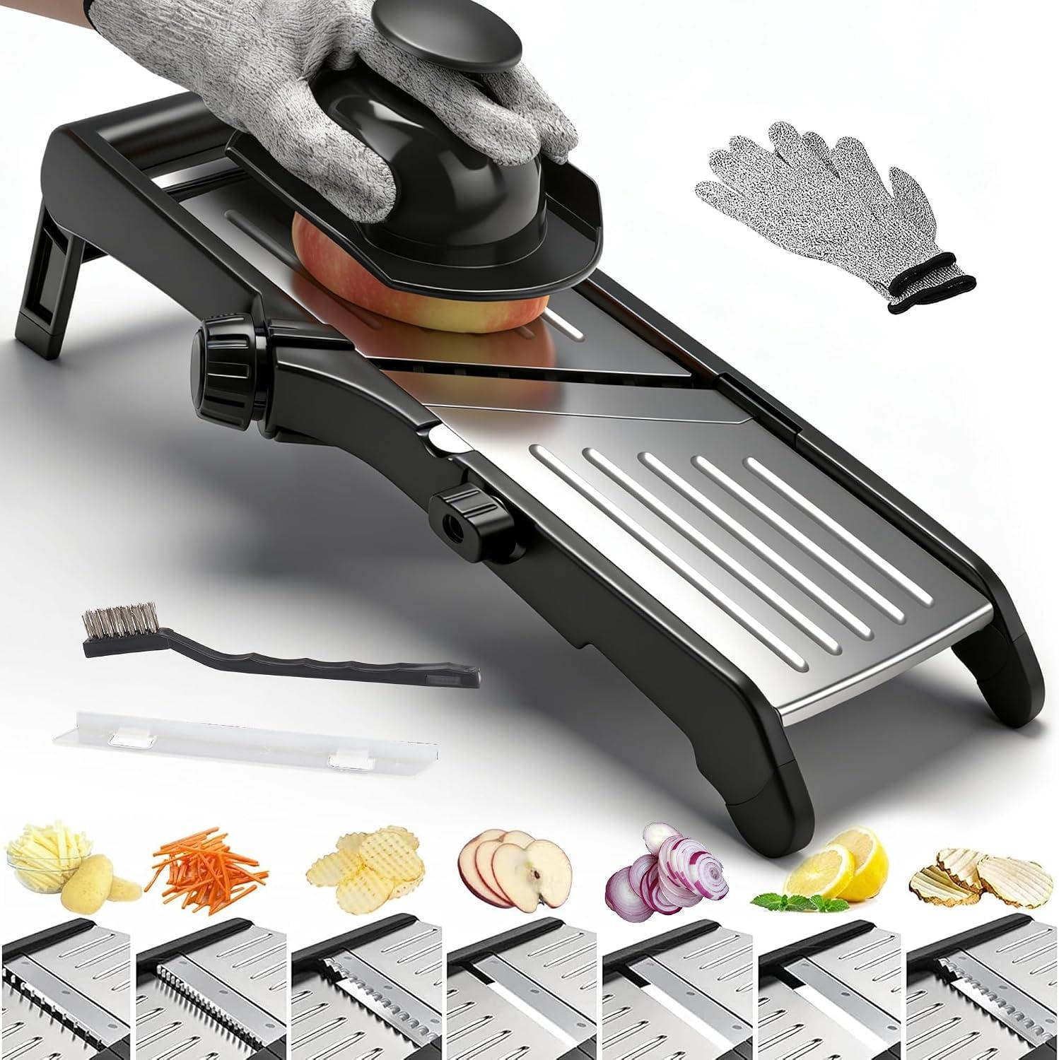 Mandoline de Cuisine Multifonction 7-en-1 et Coupe-Légumes Précis
