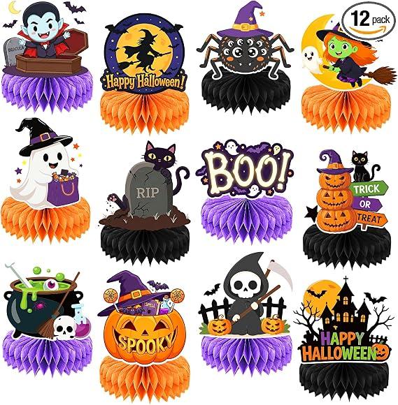 Centre de Table Nid d'Abeille Halloween - Lot de 12 Pièces