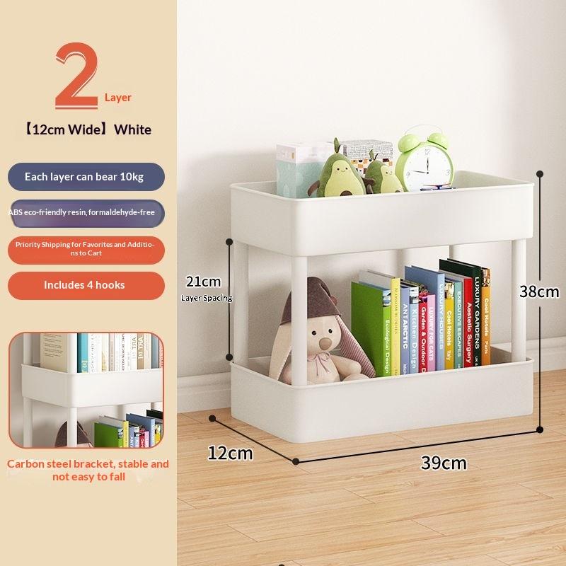 Desserte de Rangement Mobile Étroite 12 cm - Blanc