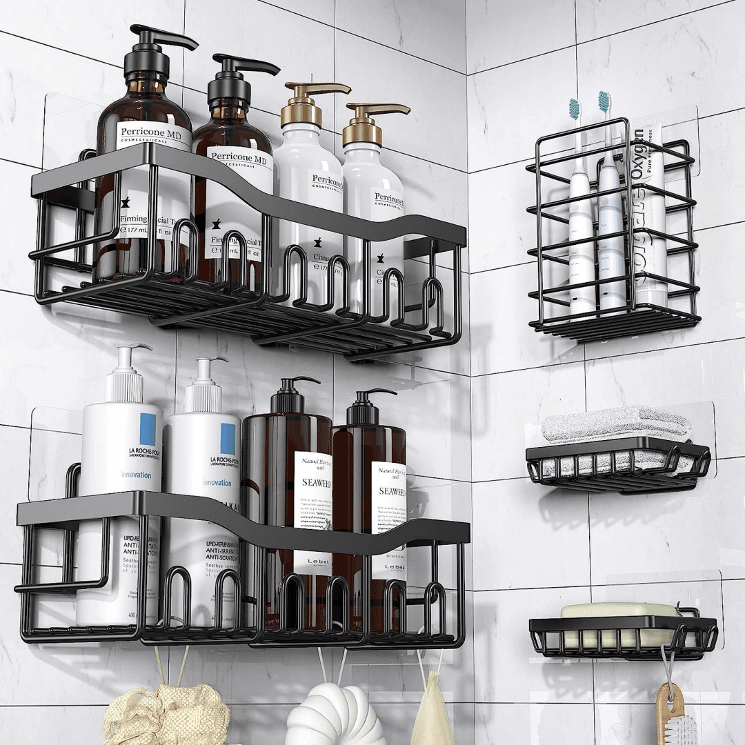 Set Of 5 Shower Caddies For Kitchen Bathroom Storage, Large Capacity Rustproof Stainless Steel Bathroom Caddy
