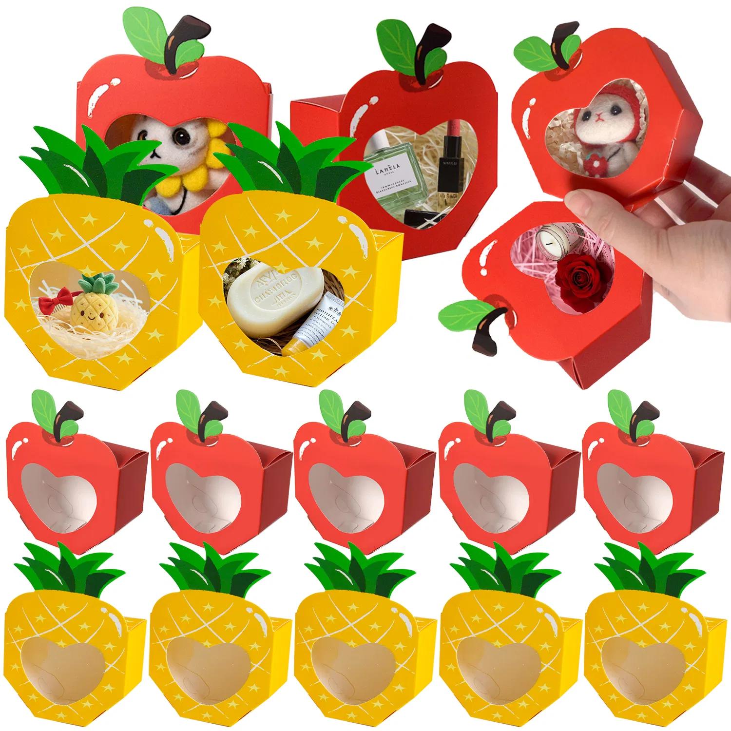 Lot de 20 mini boîtes cadeaux fruits 3D avec fenêtre transparente