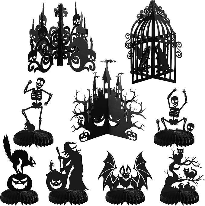 Lot de 9 Centres de Table Halloween - Décoration Gothique en Nids d'Abeille