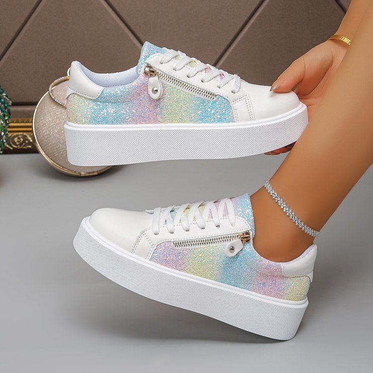 Shiny Sequin Womens Sneakers Lightweight Casual