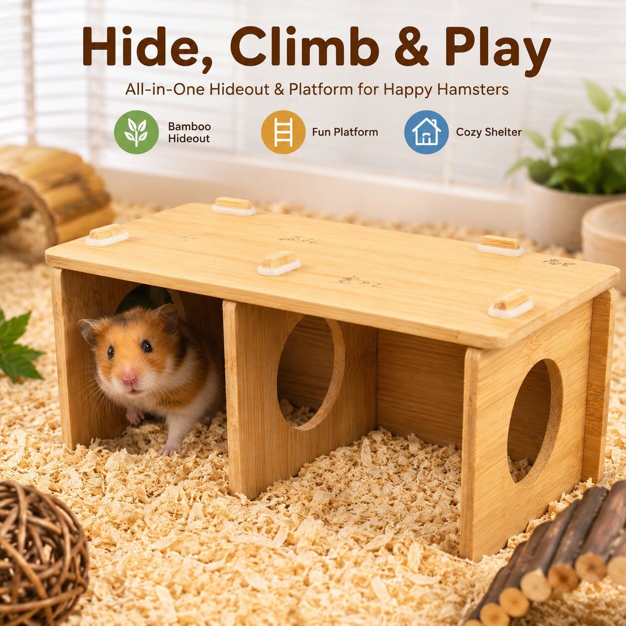 Maisonnette en bois massif pour rongeurs et petits animaux