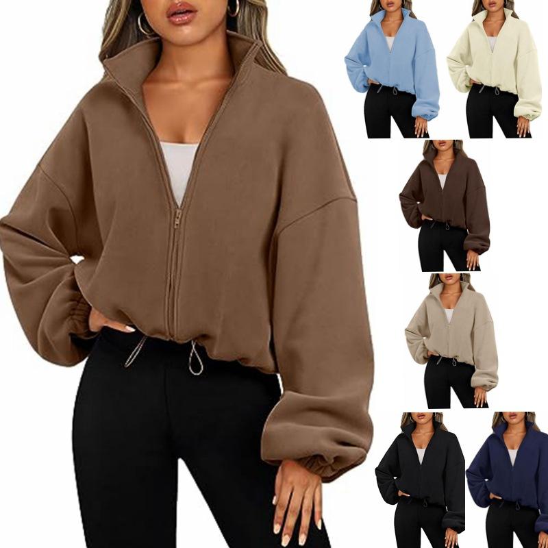 Veste de sport zippée en polaire pour femme - Col montant