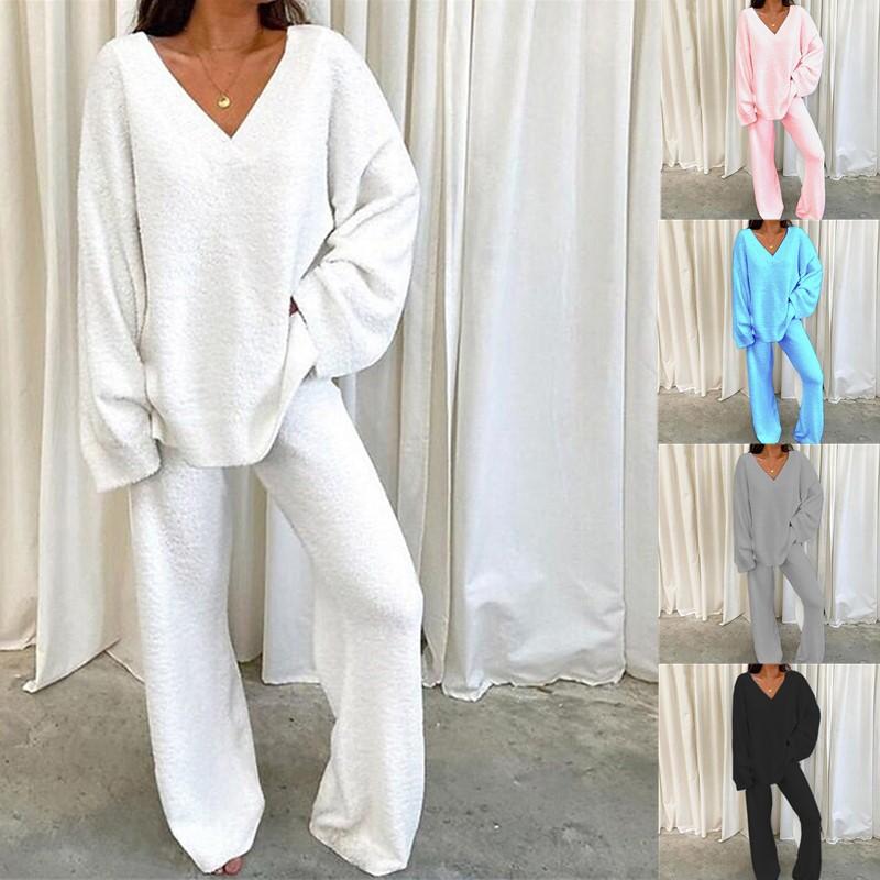 Ensemble d'intérieur chic et confortable col V - Hiver