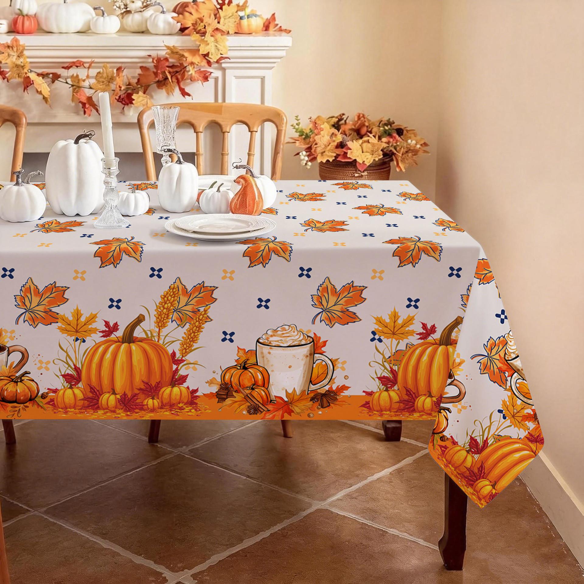 Nappe de Table Automnale et Halloween en Velou Peau de Pêche