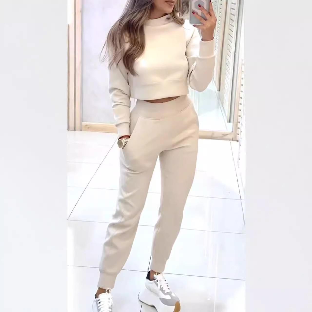 Ensemble casual élégant col haut et manches longues pour femme