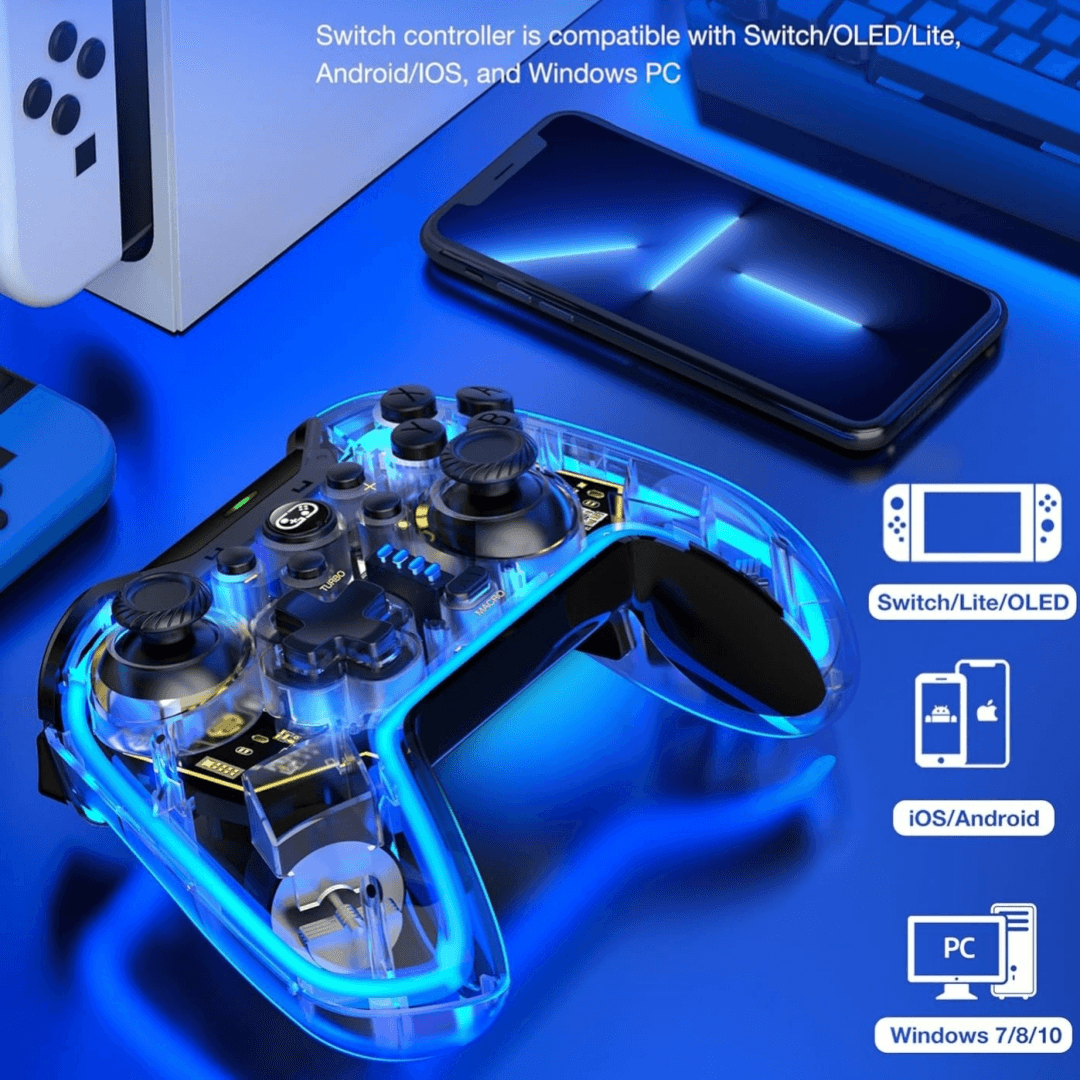 Manette de Jeu Lumineuse RGB Néon Multicolore