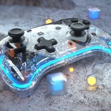 Manette de Jeu Professionnelle Transparente avec Fonction Réveil