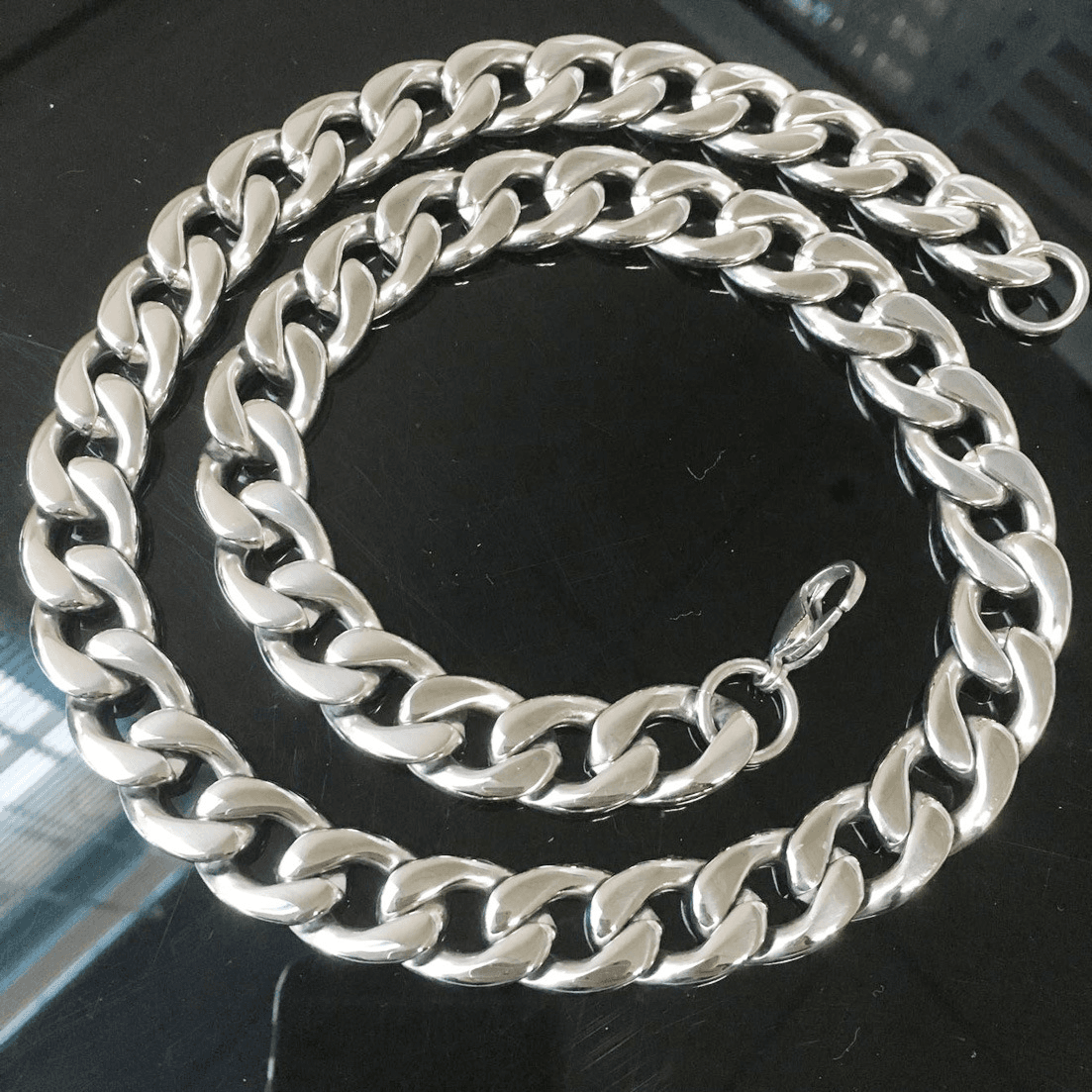 Collier Chaîne Figaro Homme en Acier Titane 15 mm