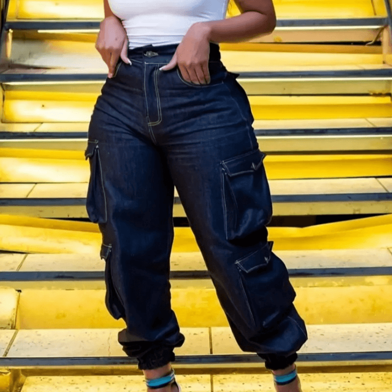 Jean denim stretch taille haute pour femme - Collection Grand Confort