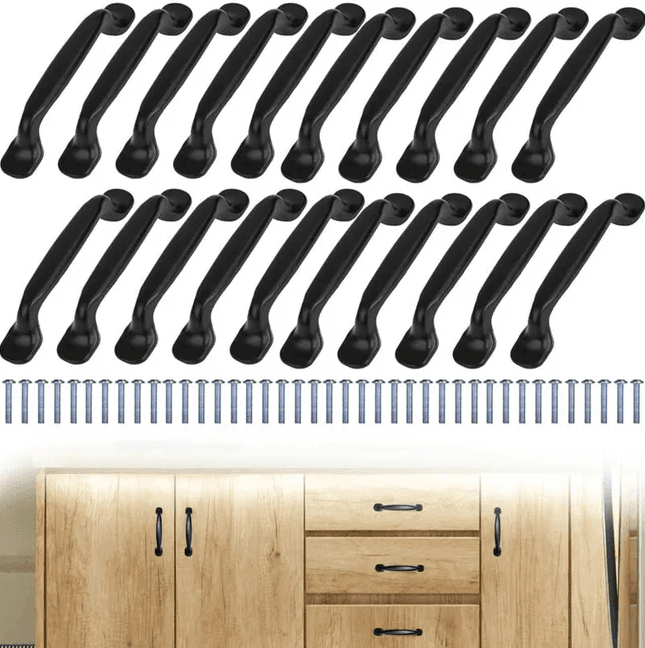 Cabinet Handles, 20-Pack Black Aluminum Kitchen Cabinet Pulls, 96mm Center-to-Center, With Screws For Doors & Cabinets