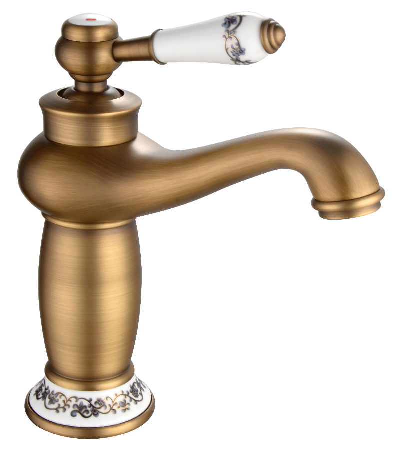 Sink Mixer Tap, Antique Cross Brass Vintage Single Handle Faucet, Ceramic Handle For Kitchen & Bathroom Sink